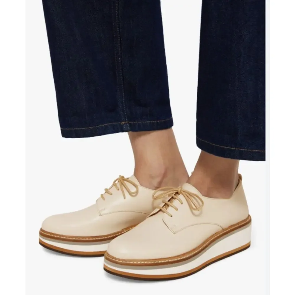 Robert Clergerie Brooke Derbies Platform Oxford Lace Up Cream Tan Size 40 9.5